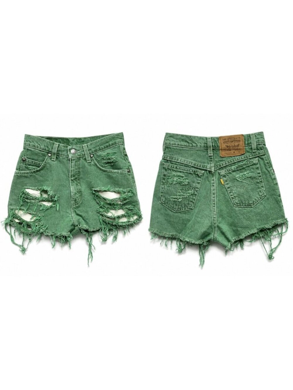 Vintage Levi's Orange Tab Denim Jean Shorts Womens Size 3 Green 24”W Cut Off 90s